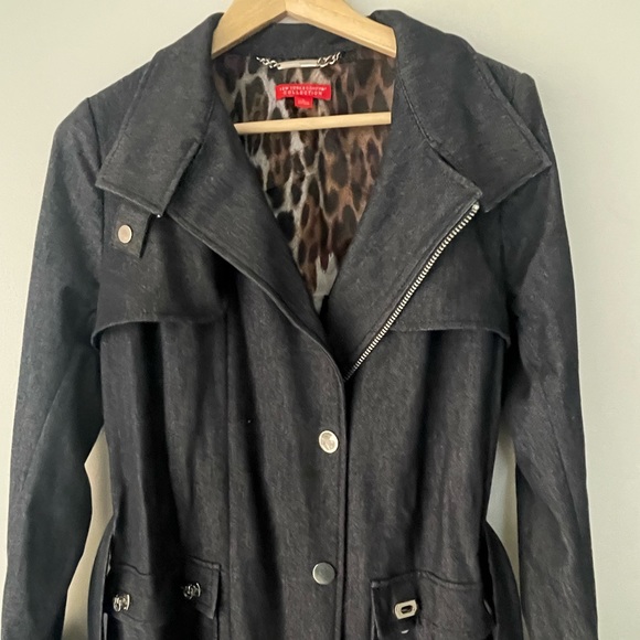 NEW YORK & Company Collection Demin Trench Coat Long Jacket Size 6 - Picture 7 of 13